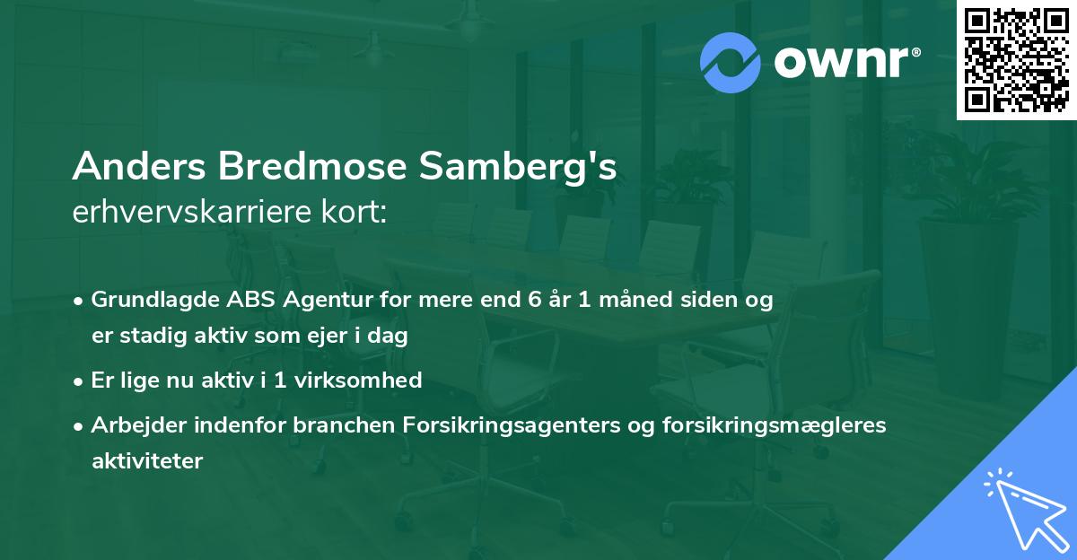 Anders Bredmose Samberg's erhvervskarriere kort