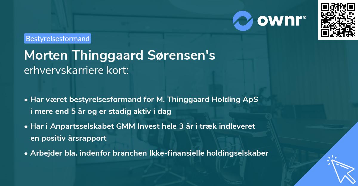 Morten Thinggaard Sørensen's erhvervskarriere kort