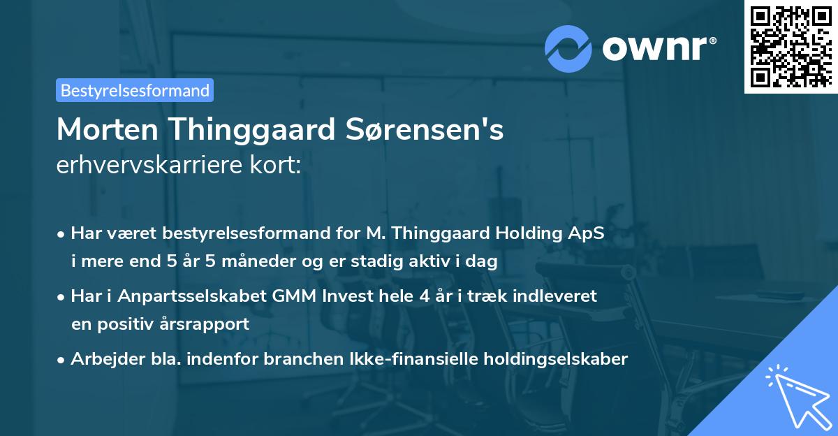 Morten Thinggaard Sørensen's erhvervskarriere kort