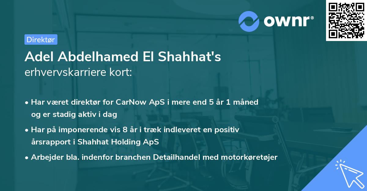 Adel Abdelhamed El Shahhat's erhvervskarriere kort