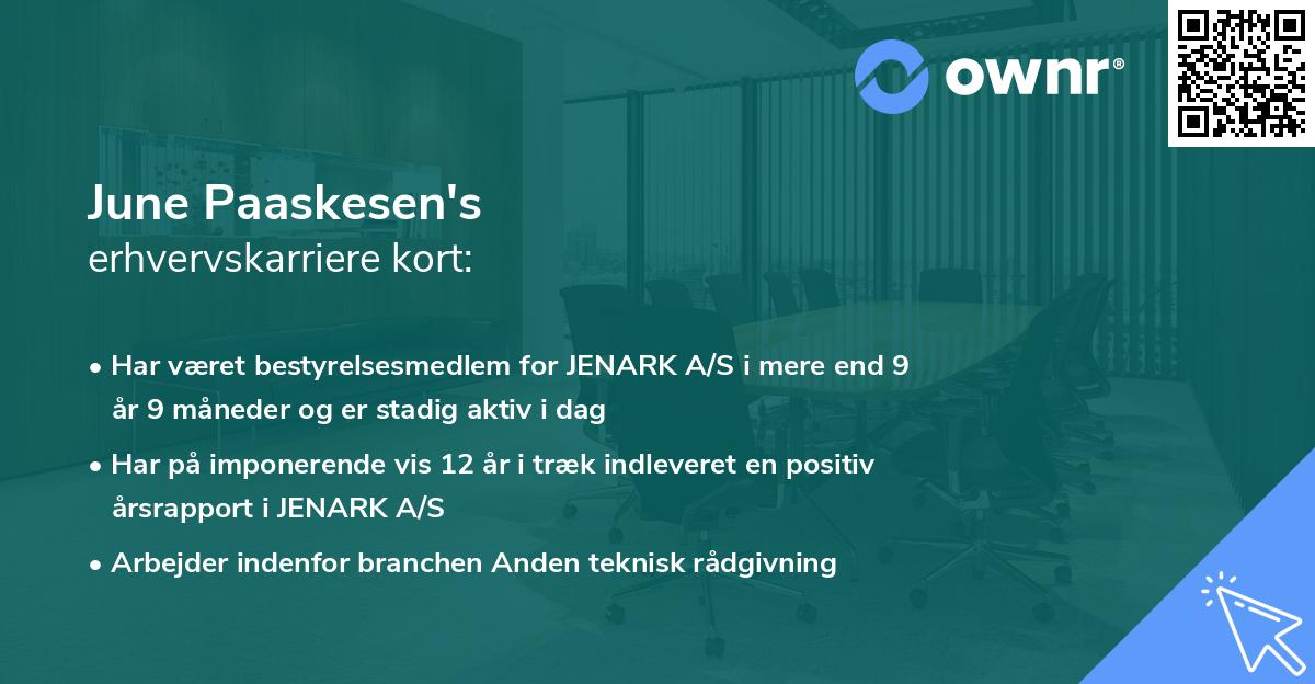 June Paaskesen's erhvervskarriere kort