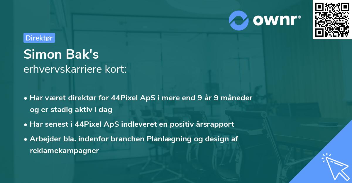 Simon Bak's erhvervskarriere kort
