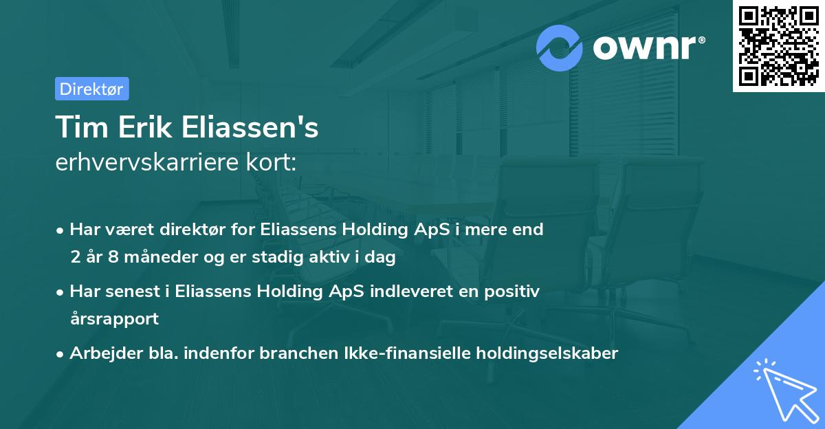 Tim Erik Eliassen's erhvervskarriere kort