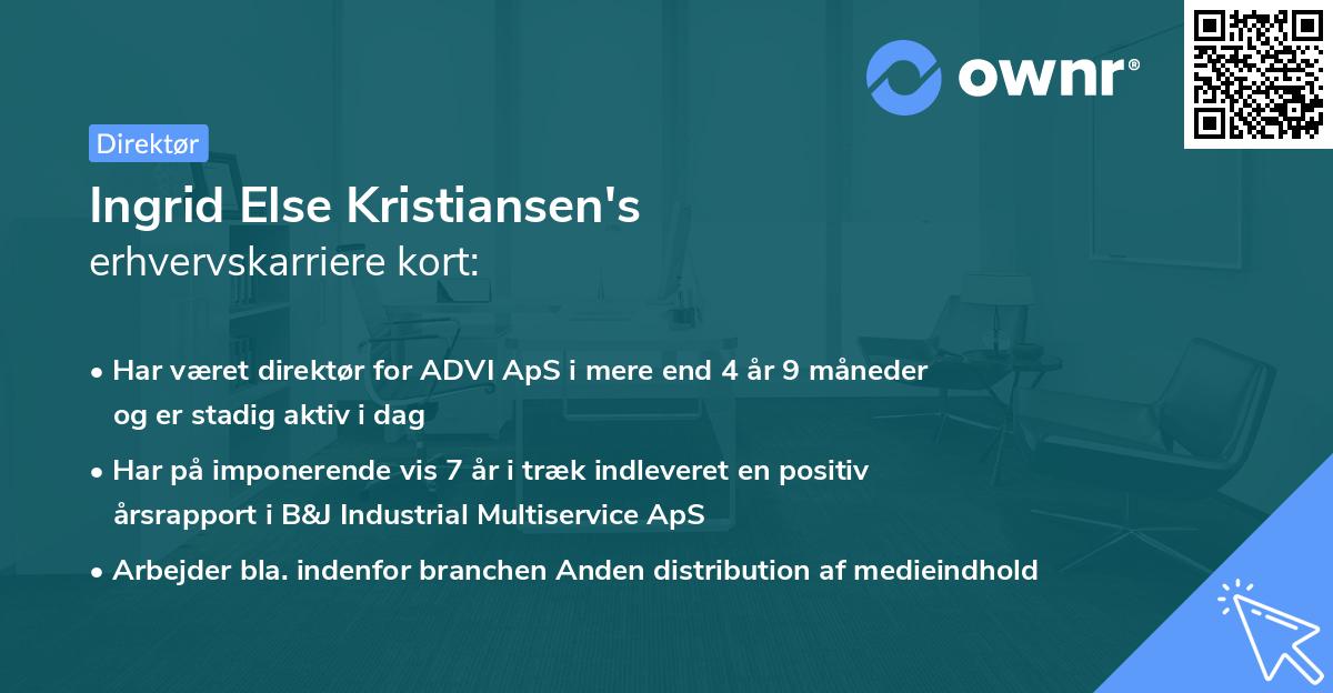 Ingrid Else Kristiansen's erhvervskarriere kort