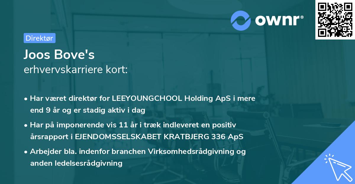 Joos Bove's erhvervskarriere kort