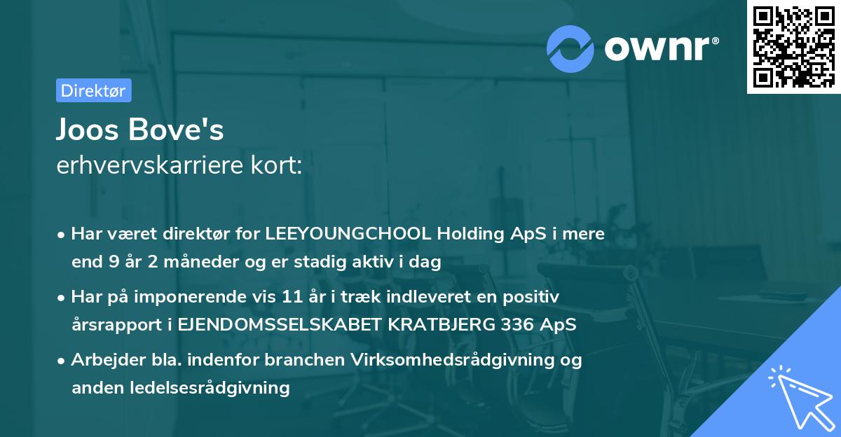 Joos Bove's erhvervskarriere kort