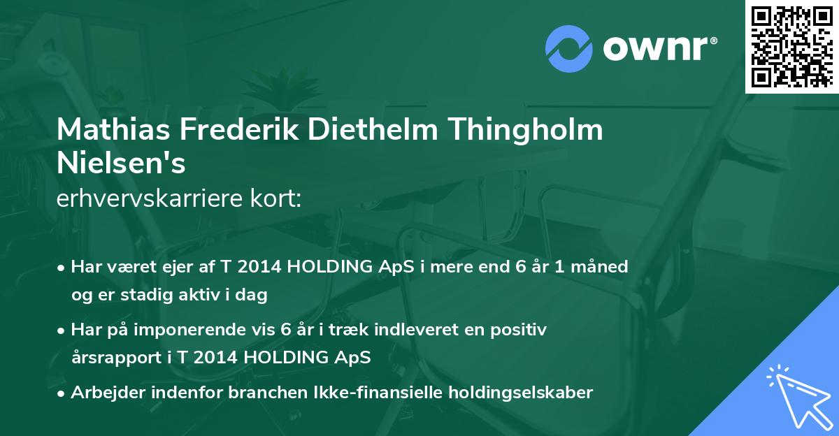 Mathias Frederik Diethelm Thingholm Nielsen's erhvervskarriere kort