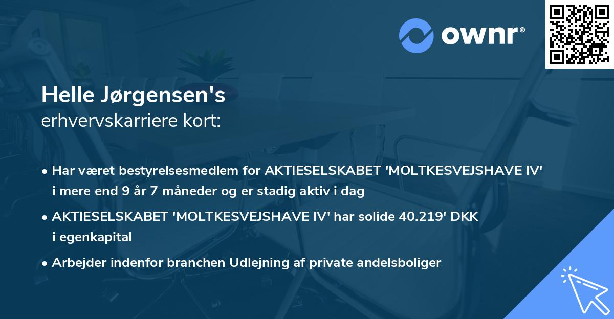 Helle Jørgensen's erhvervskarriere kort