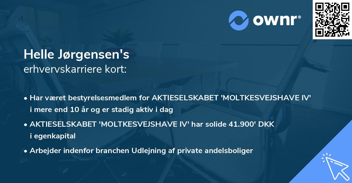 Helle Jørgensen's erhvervskarriere kort