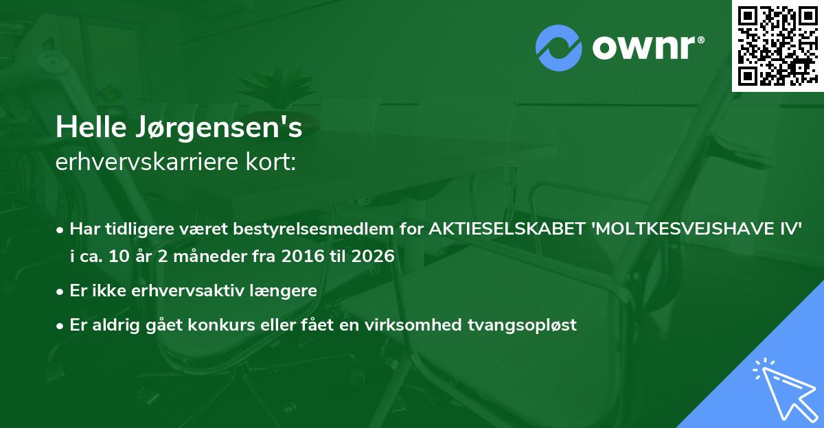 Helle Jørgensen's erhvervskarriere kort