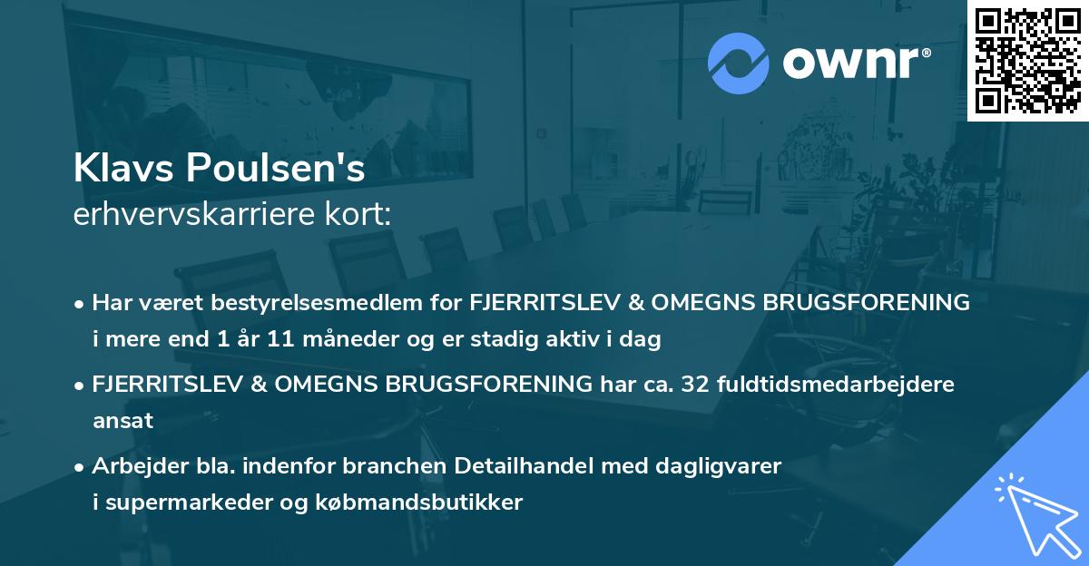 Klavs Poulsen's erhvervskarriere kort