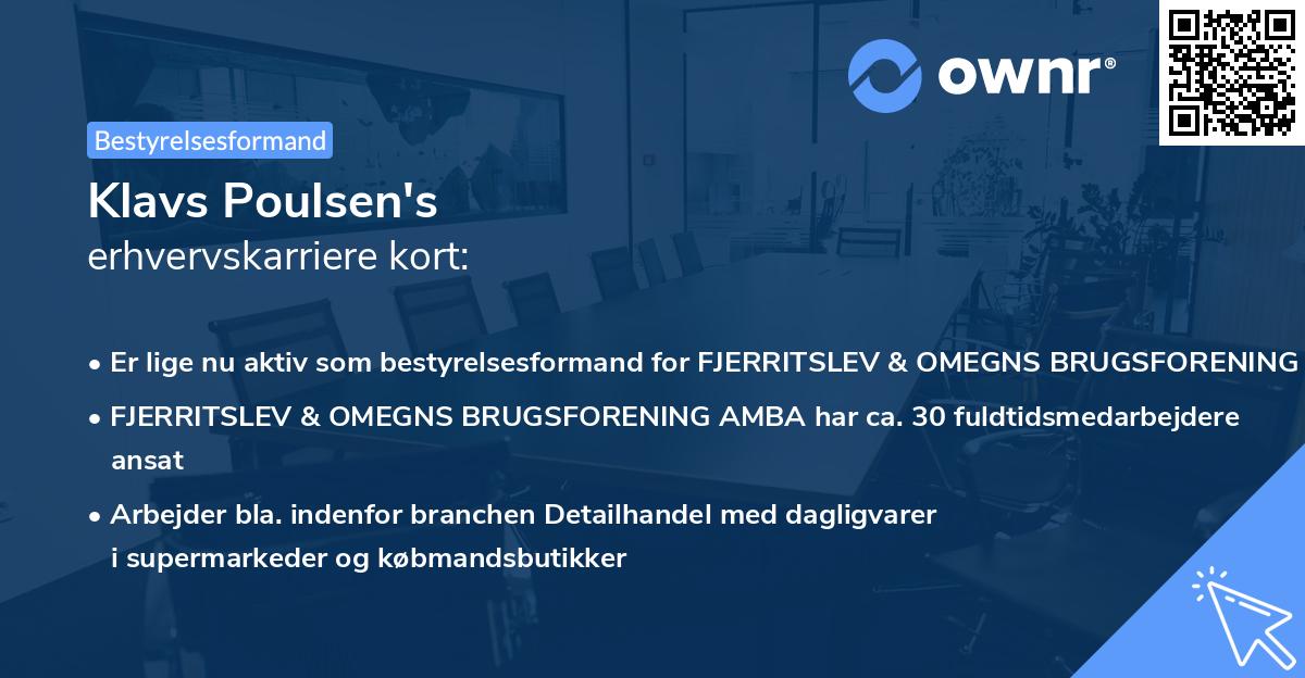 Klavs Poulsen's erhvervskarriere kort