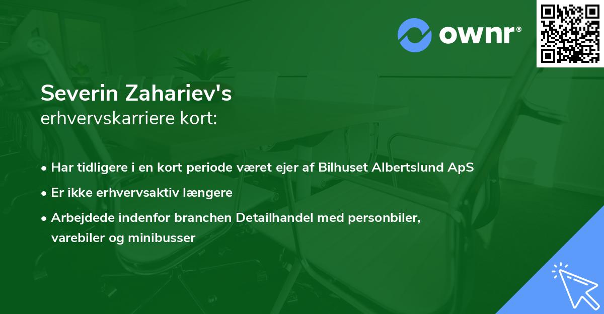 Severin Zahariev's erhvervskarriere kort