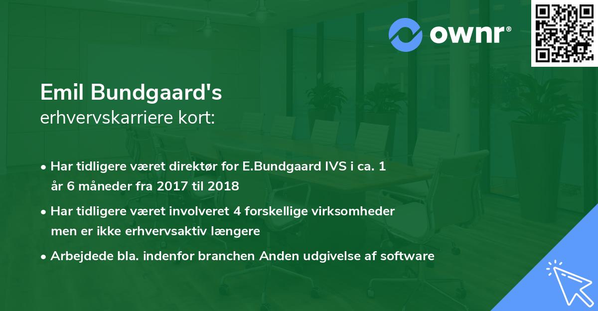 Emil Bundgaard's erhvervskarriere kort