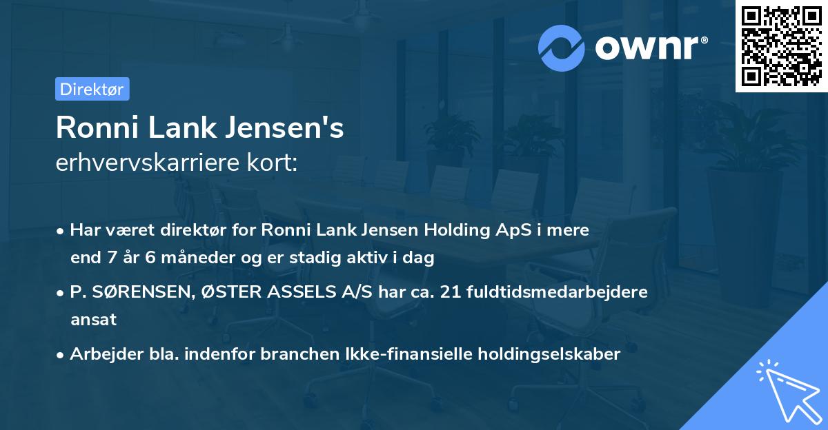 Ronni Lank Jensen's erhvervskarriere kort