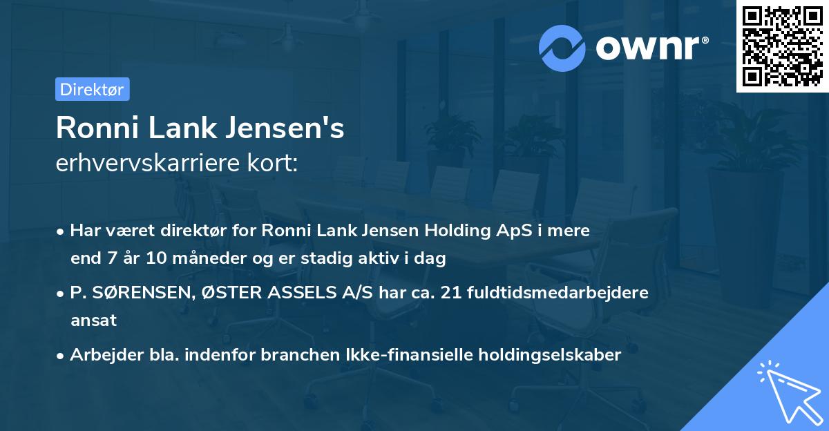 Ronni Lank Jensen's erhvervskarriere kort