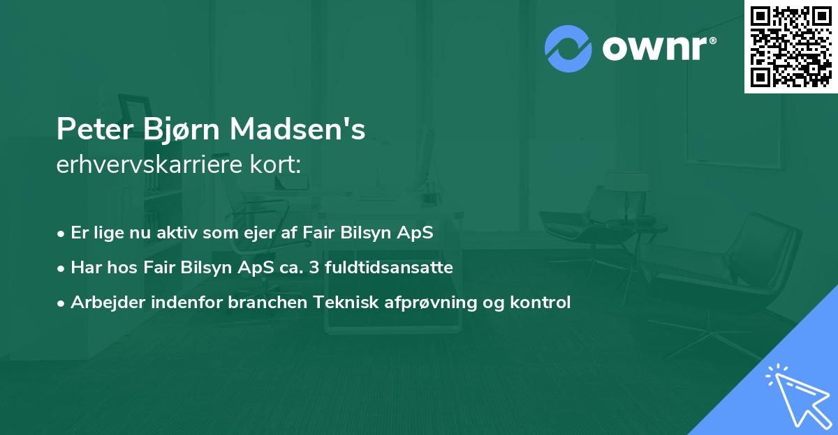 Peter Bjørn Madsen's erhvervskarriere kort