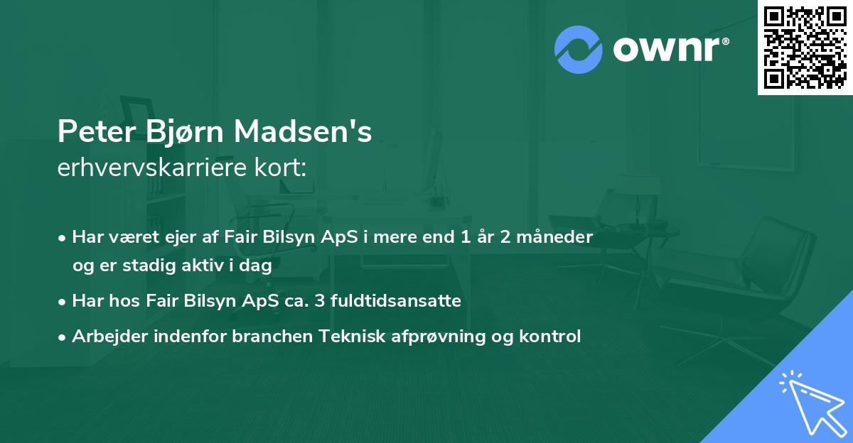 Peter Bjørn Madsen's erhvervskarriere kort
