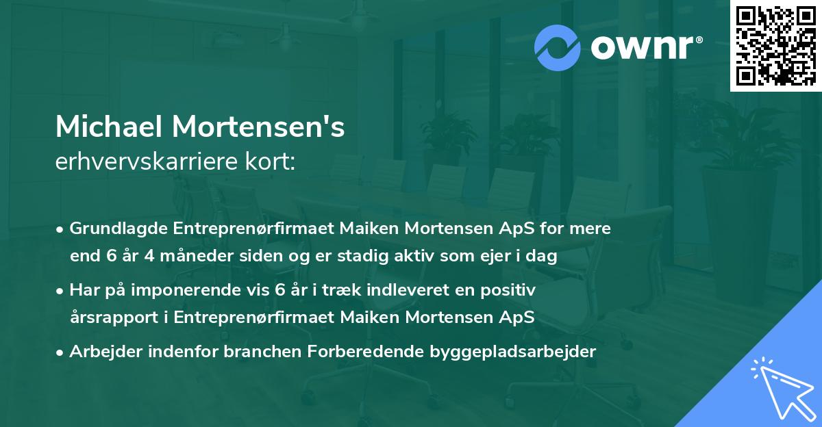 Michael Mortensen's erhvervskarriere kort