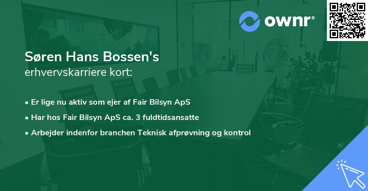 Søren Hans Bossen's erhvervskarriere kort