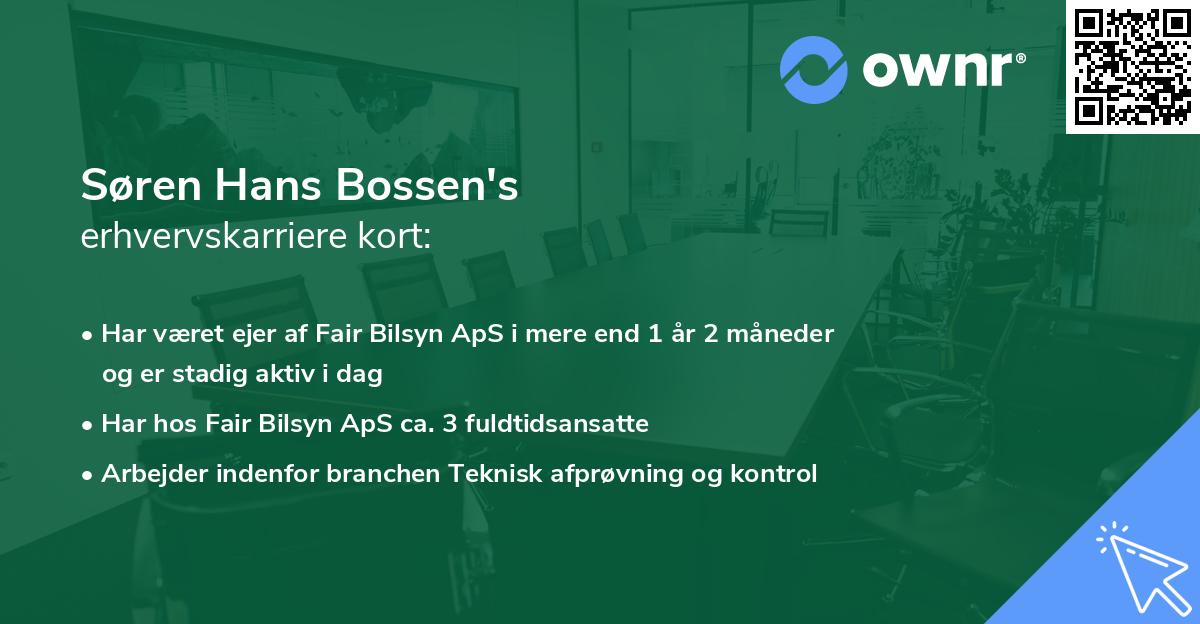 Søren Hans Bossen's erhvervskarriere kort