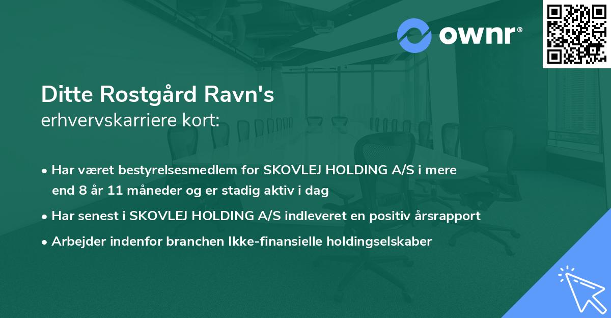 Ditte Rostgård Ravn's erhvervskarriere kort