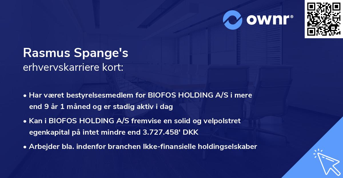 Rasmus Spange's erhvervskarriere kort