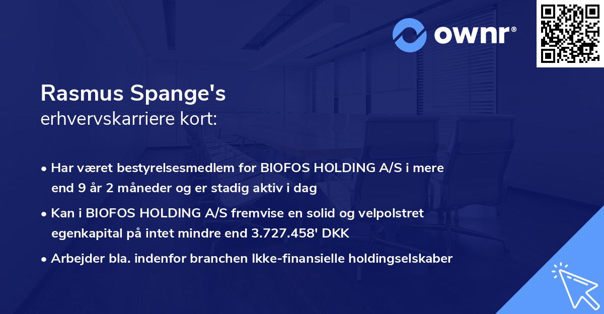 Rasmus Spange's erhvervskarriere kort