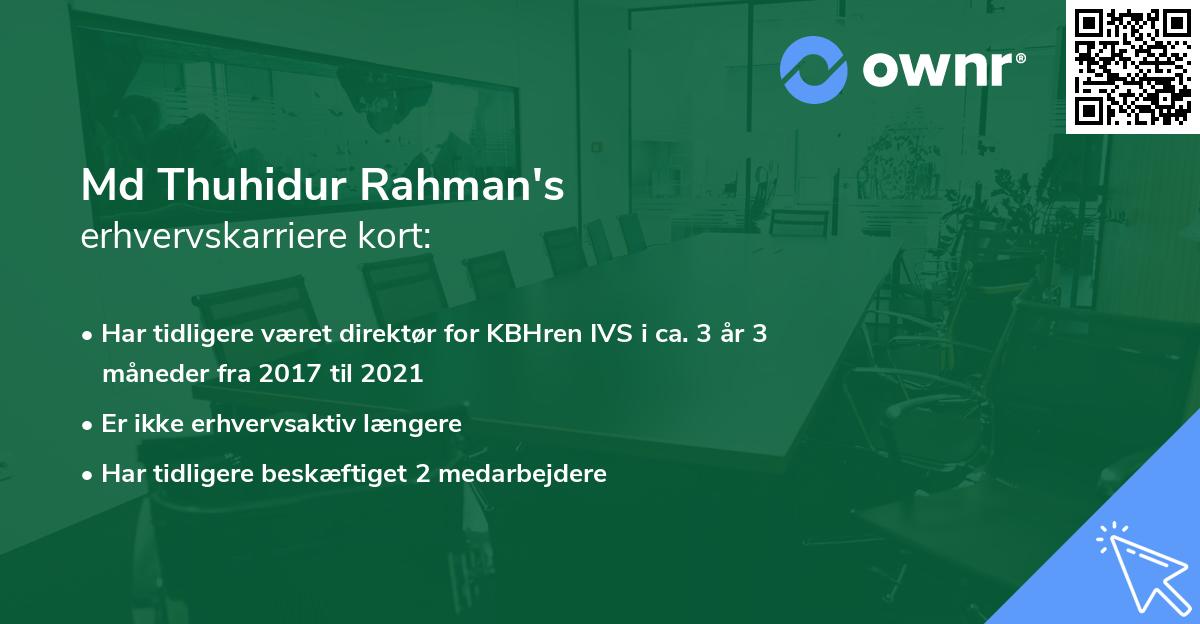 Md Thuhidur Rahman's erhvervskarriere kort