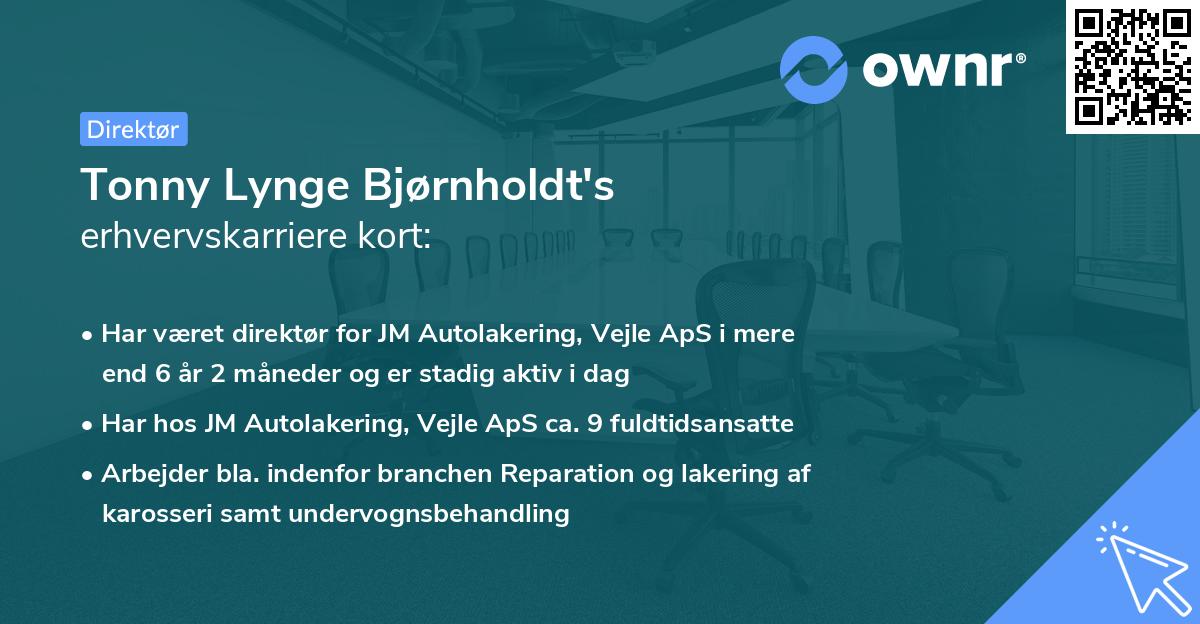 Tonny Lynge Bjørnholdt's erhvervskarriere kort