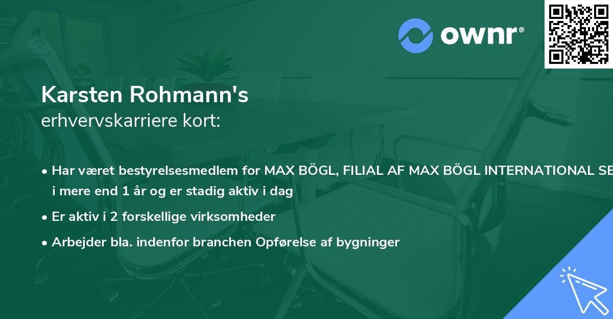 Karsten Rohmann's erhvervskarriere kort