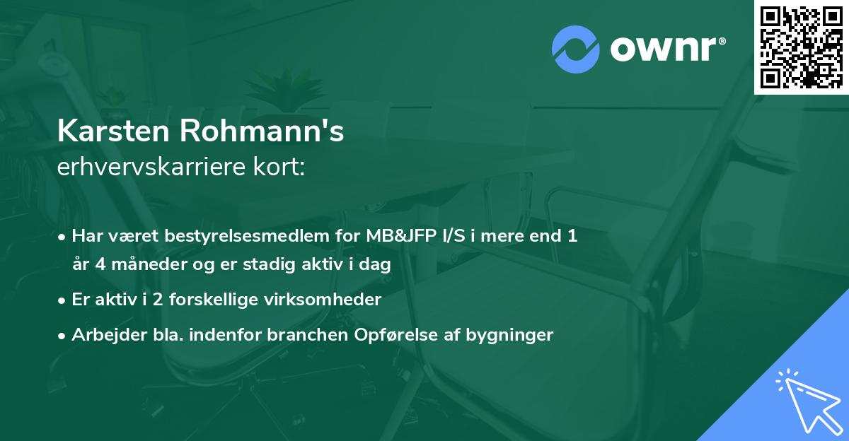 Karsten Rohmann's erhvervskarriere kort