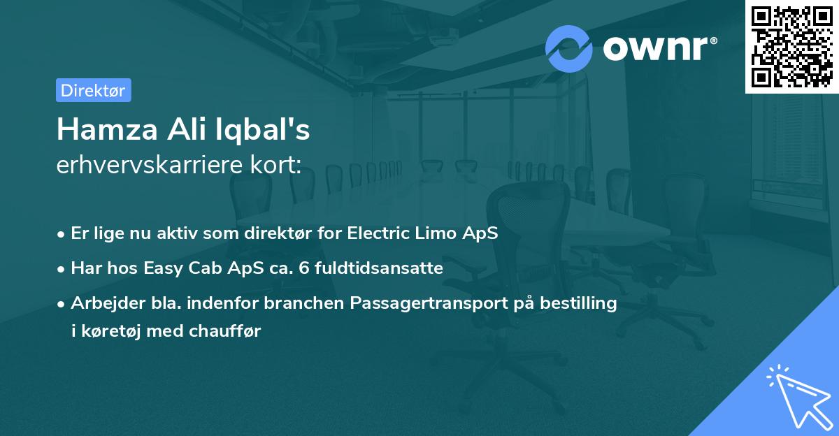 Hamza Ali Iqbal's erhvervskarriere kort