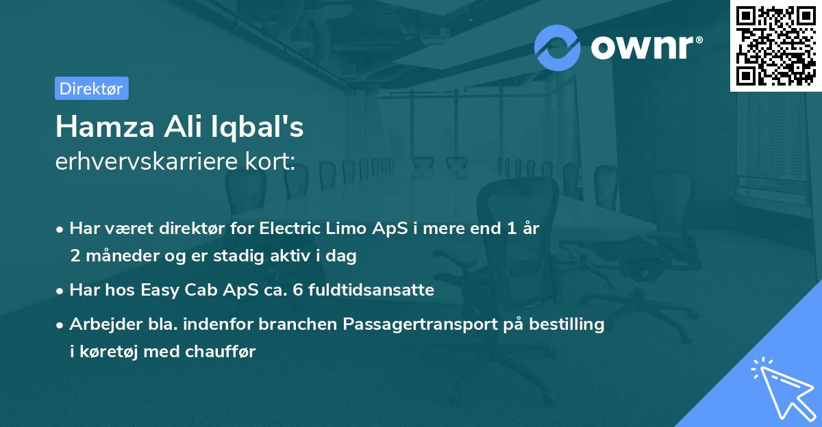 Hamza Ali Iqbal's erhvervskarriere kort