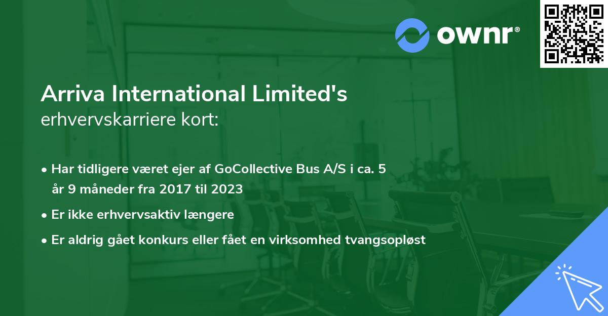 Arriva International Limited's erhvervskarriere kort