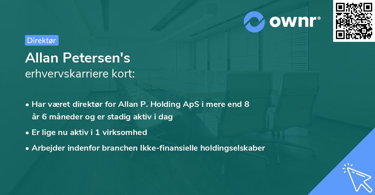 Allan Petersen's erhvervskarriere kort