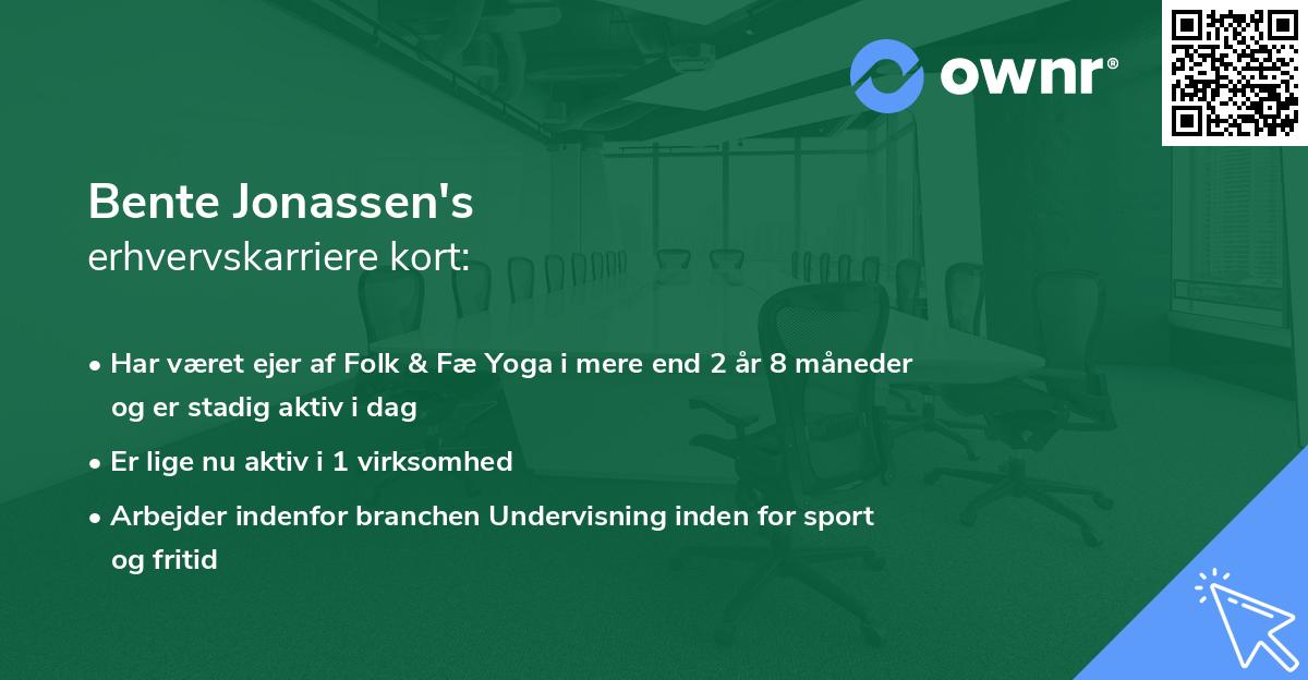 Bente Jonassen's erhvervskarriere kort