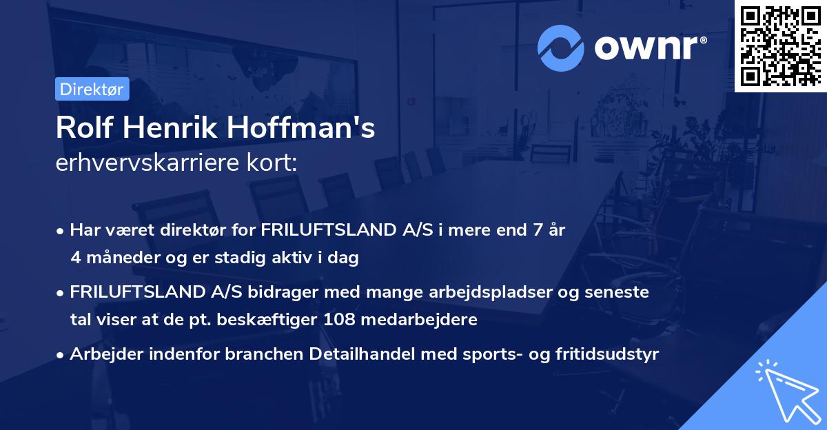 Rolf Henrik Hoffman's erhvervskarriere kort