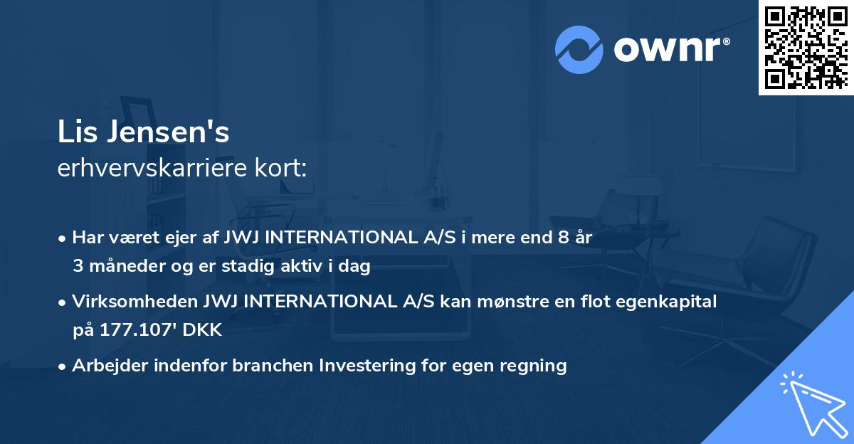 Lis Jensen's erhvervskarriere kort