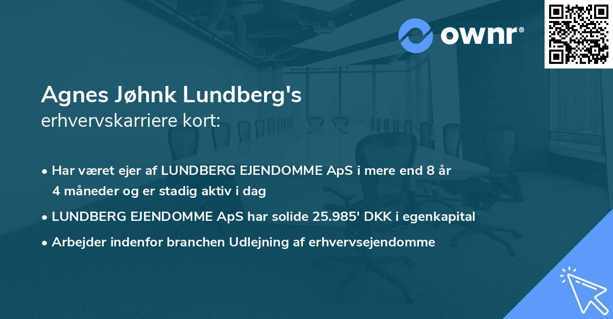 Agnes Jøhnk Lundberg's erhvervskarriere kort