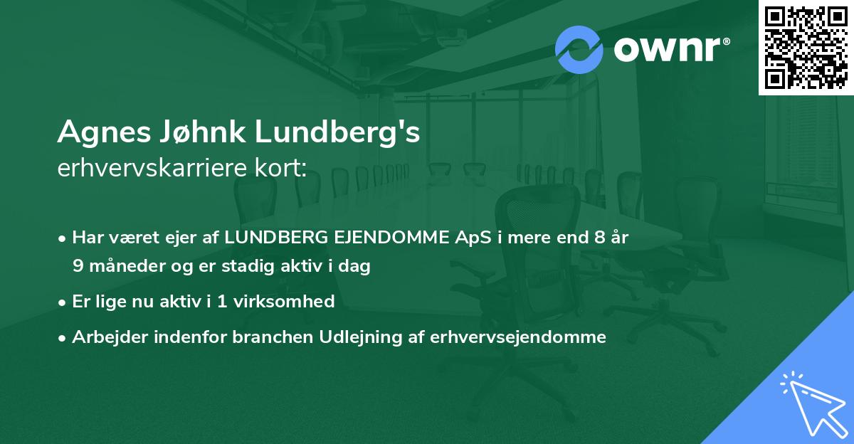 Agnes Jøhnk Lundberg's erhvervskarriere kort