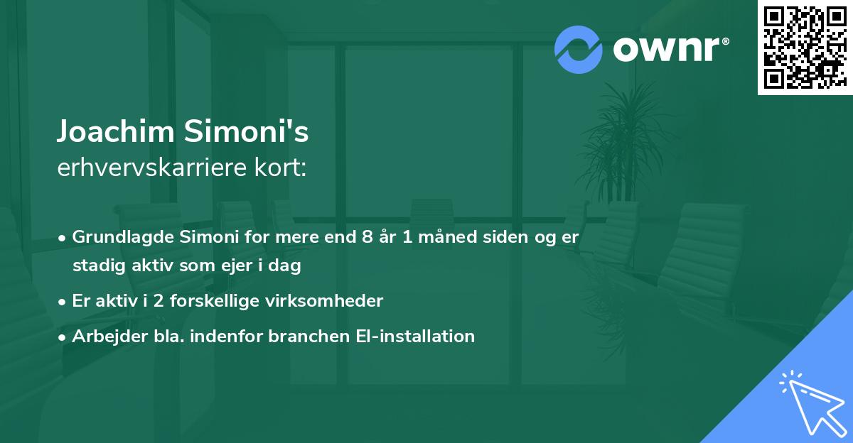 Joachim Simoni's erhvervskarriere kort