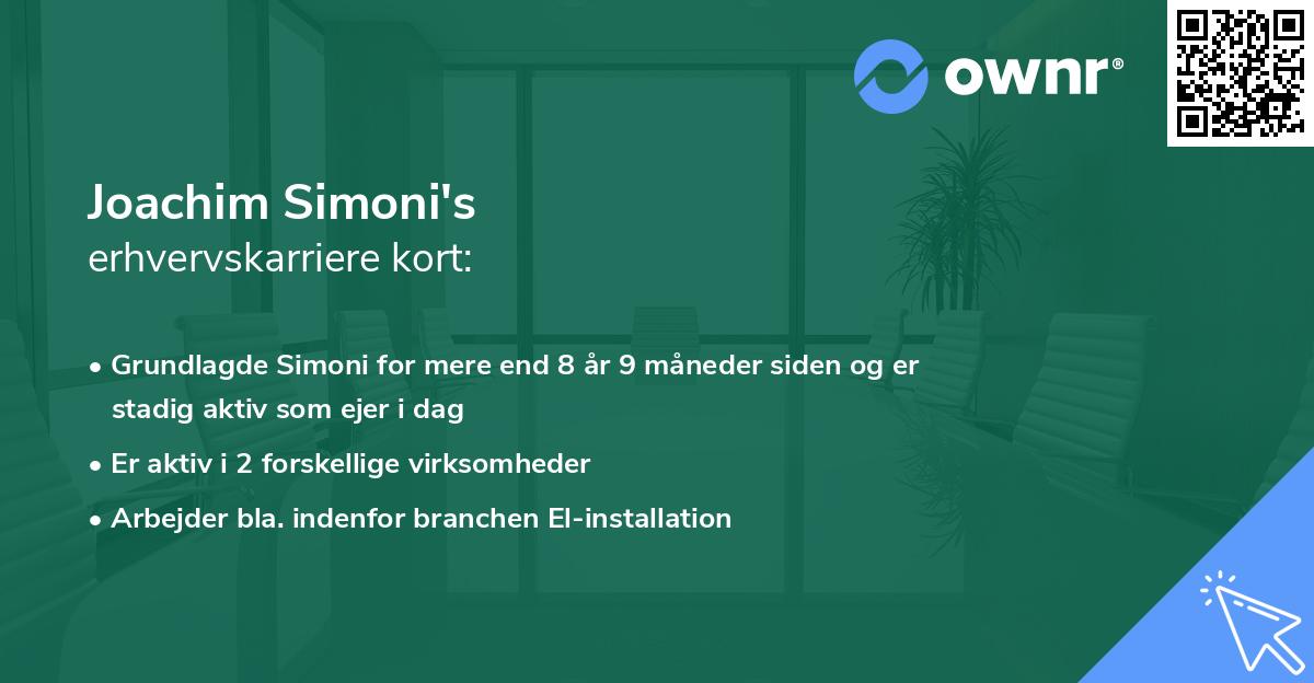 Joachim Simoni's erhvervskarriere kort