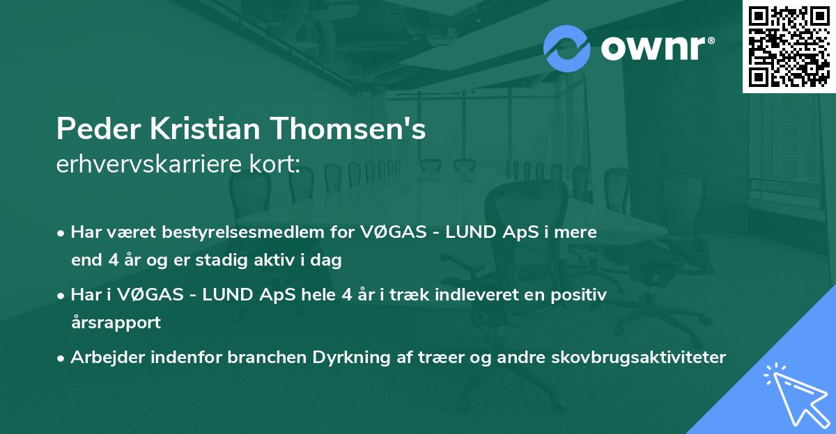 Peder Kristian Thomsen's erhvervskarriere kort