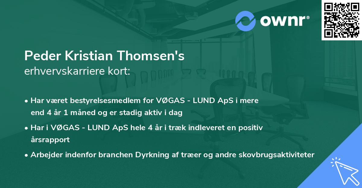 Peder Kristian Thomsen's erhvervskarriere kort
