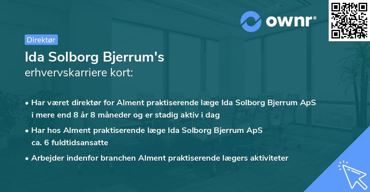 Ida Solborg Bjerrum's erhvervskarriere kort