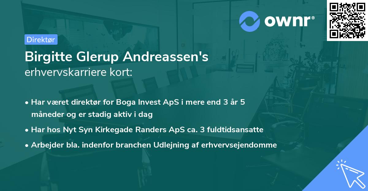 Birgitte Glerup Andreassen's erhvervskarriere kort