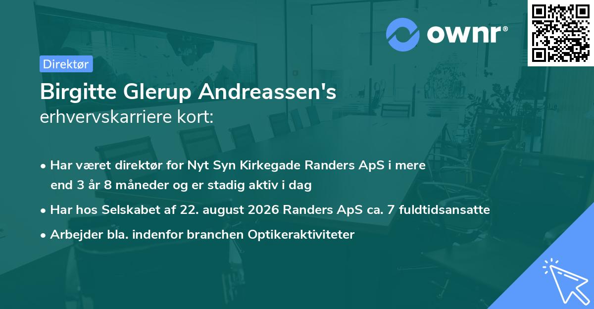 Birgitte Glerup Andreassen's erhvervskarriere kort