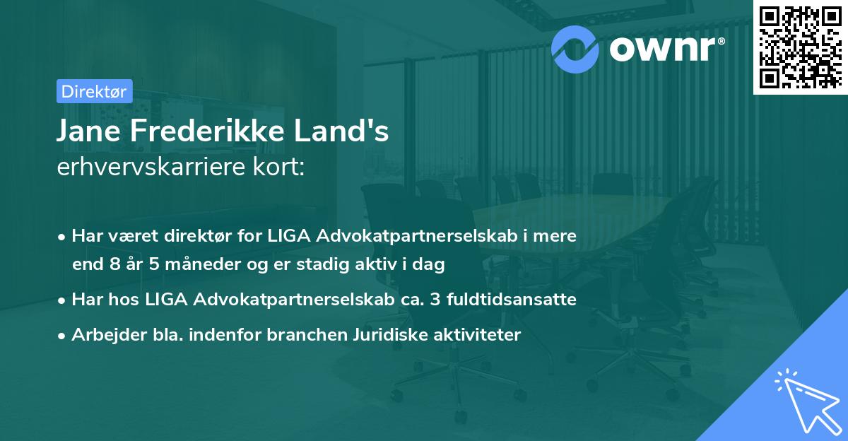 Jane Frederikke Land's erhvervskarriere kort