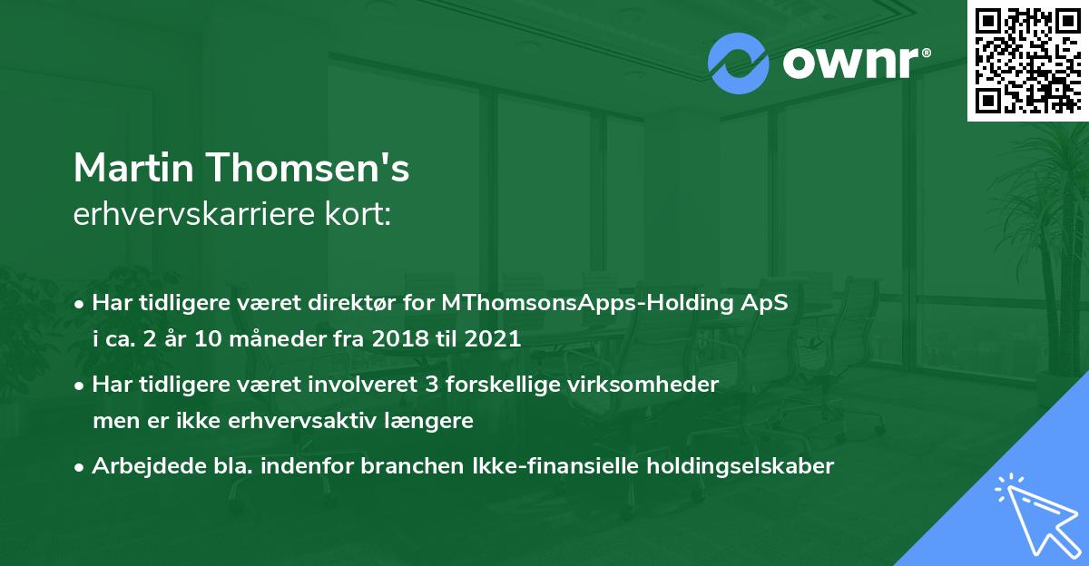 Martin Thomsen's erhvervskarriere kort
